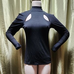 Sassy Black Cut-Out Long Sleeve Top